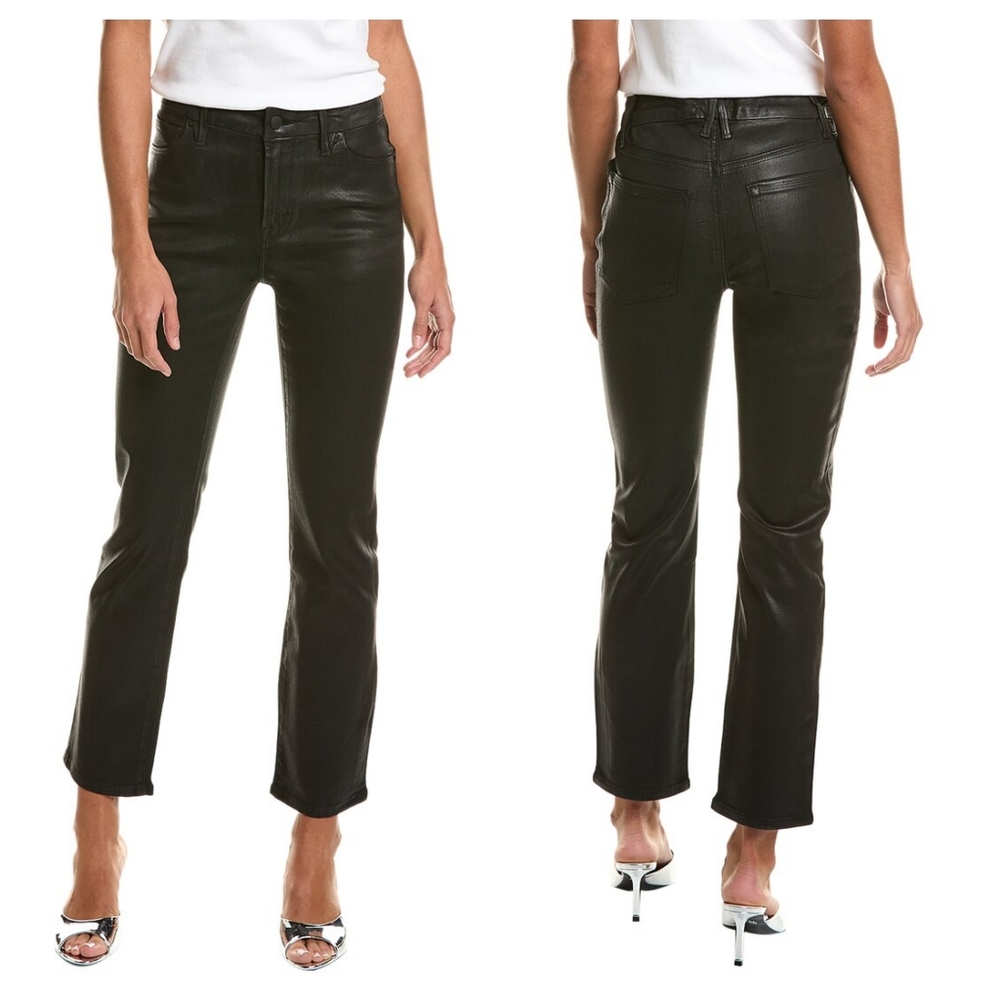 GOOD AMERICAN Good Straight Coated Shiny Jeans in Black Size 2/26
